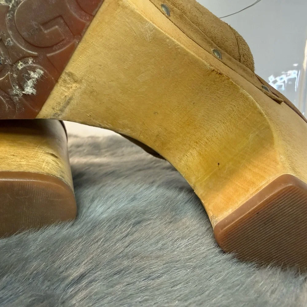 UGG Women's Brown Suede Clogs - Picture 12 of 13